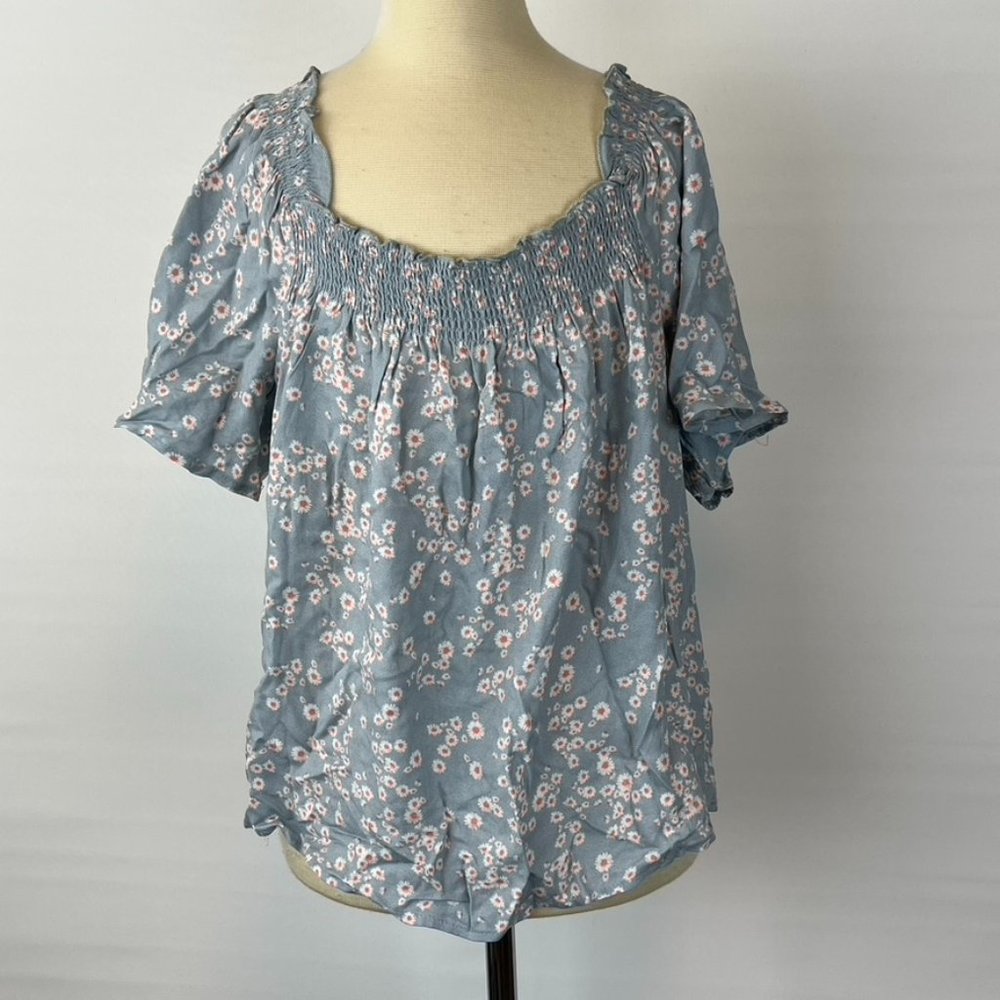 *BNWT* Urban Romantics Blue Floral Blouse Top Shirt (Large) NEW
